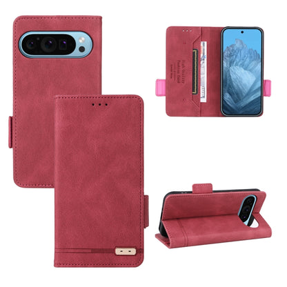 Magnetic clasp leather phone case, red wallet style with card slots and magnetic clasp