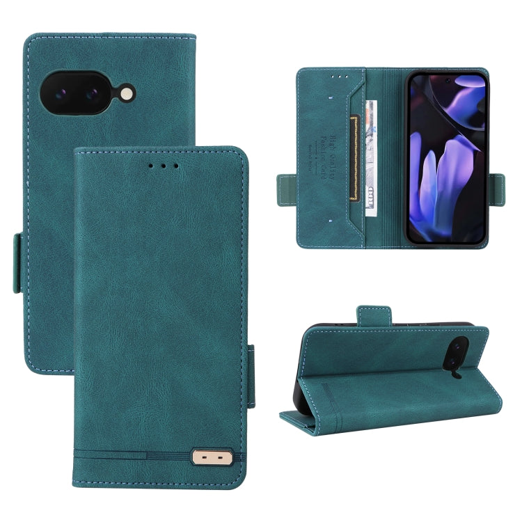 Magnetic clasp leather folio phone case with card slot and kickstand, teal green.