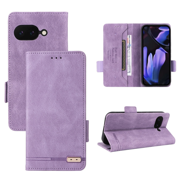 Magnetic clasp leather folio phone case with card slot and kickstand, lavender purple.