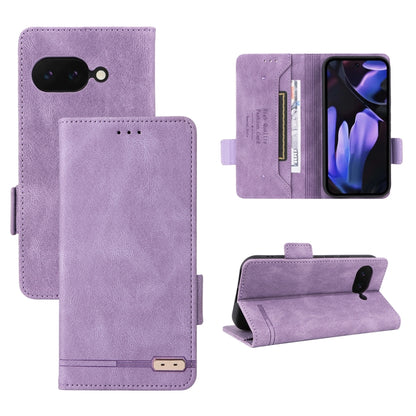 Magnetic clasp leather folio phone case with card slot and kickstand, lavender purple.
