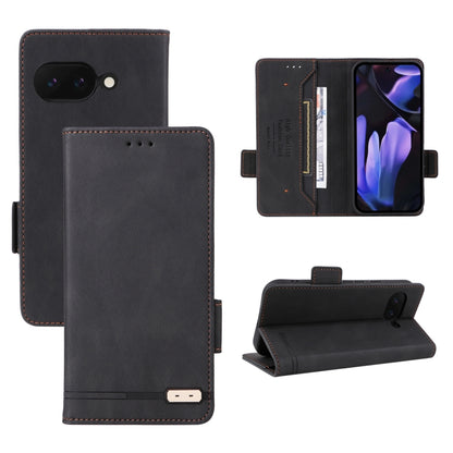 Magnetic clasp leather folio phone case with card slot and kickstand, black.