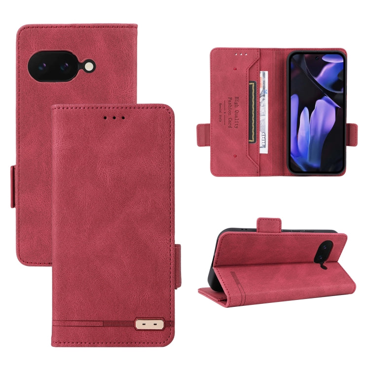 Magnetic clasp leather phone case, red wallet style with card slots and stand