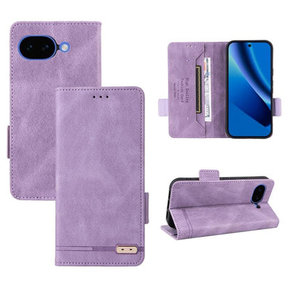 Magnetic clasp leather folio phone case with card slot and kickstand, lavender purple.