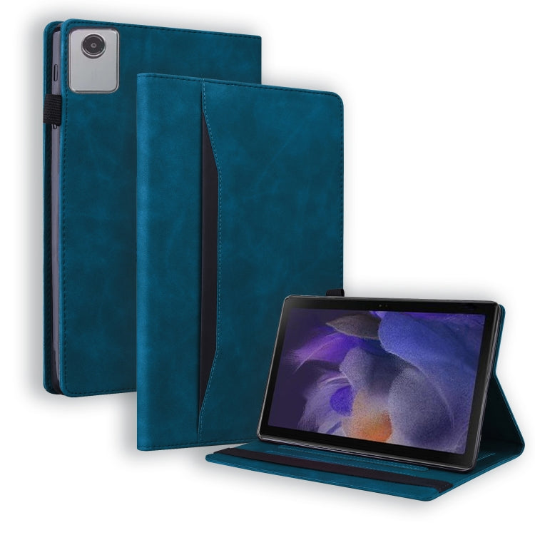 Blue leather horizontal flip tablet case with stand and camera cutout