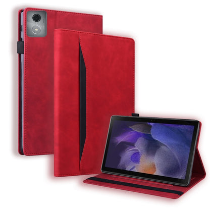 Red leather horizontal flip tablet case with stand and camera cutout