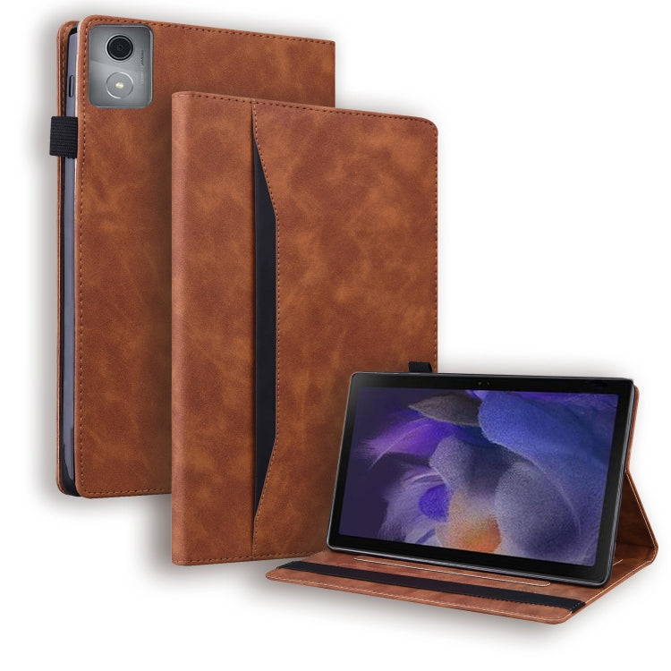 Brown leather horizontal flip tablet case with stand and camera cutout