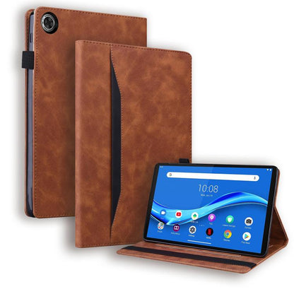 Brown leather horizontal flip tablet case with stand, tablet shows home screen