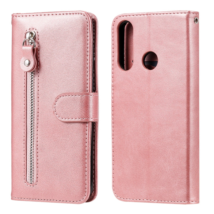 Rose pink leather flip phone wallet case back with dual cutouts and stand cover.