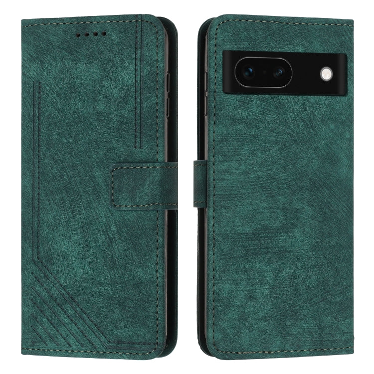 Green leather-style flip phone case with card pocket and stitched trim