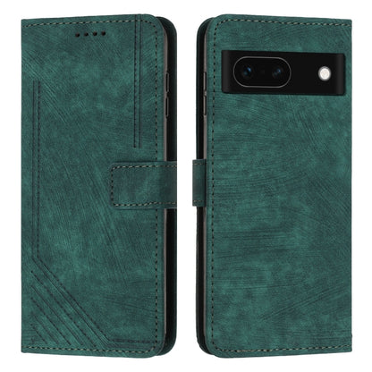 Green leather-style flip phone case with card pocket and stitched trim