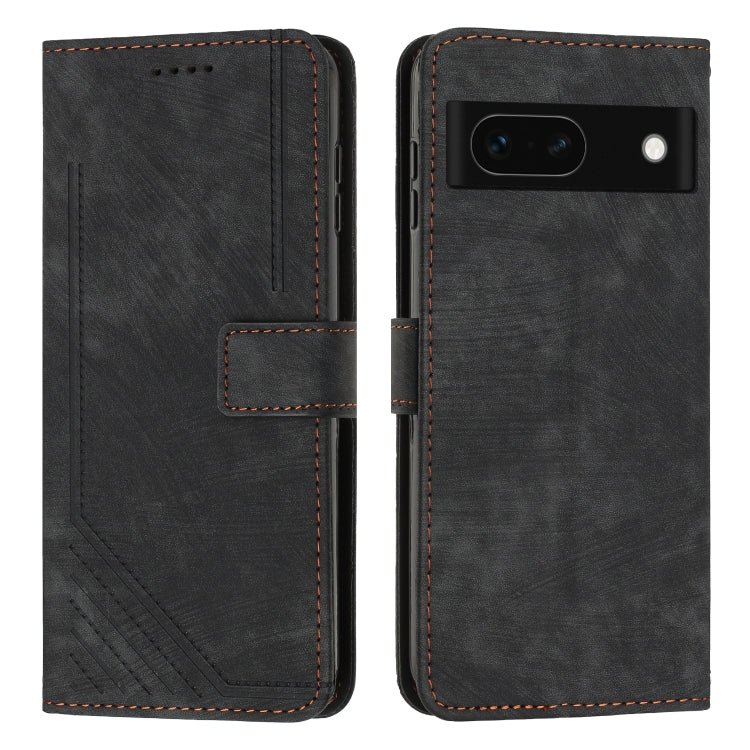 Dark gray leather-style flip phone case with card pocket and stitched trim