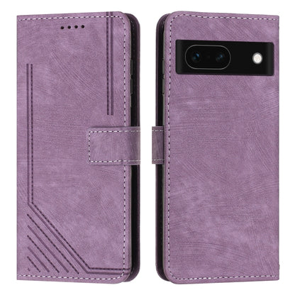 Purple leather-style flip phone case with card pocket and stitched trim