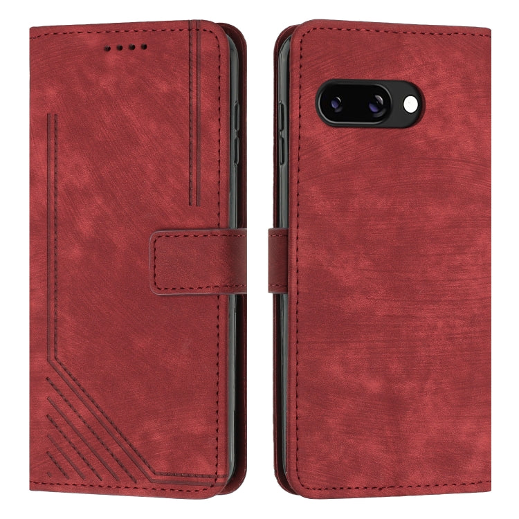 Red leather wallet-style phone case with camera cutout and card slot