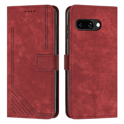 Red leather wallet-style phone case with camera cutout and card slot