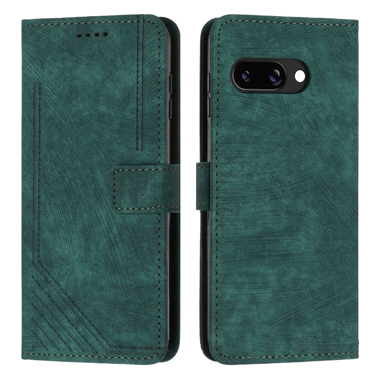 Green leather wallet-style phone case with camera cutout and card slot