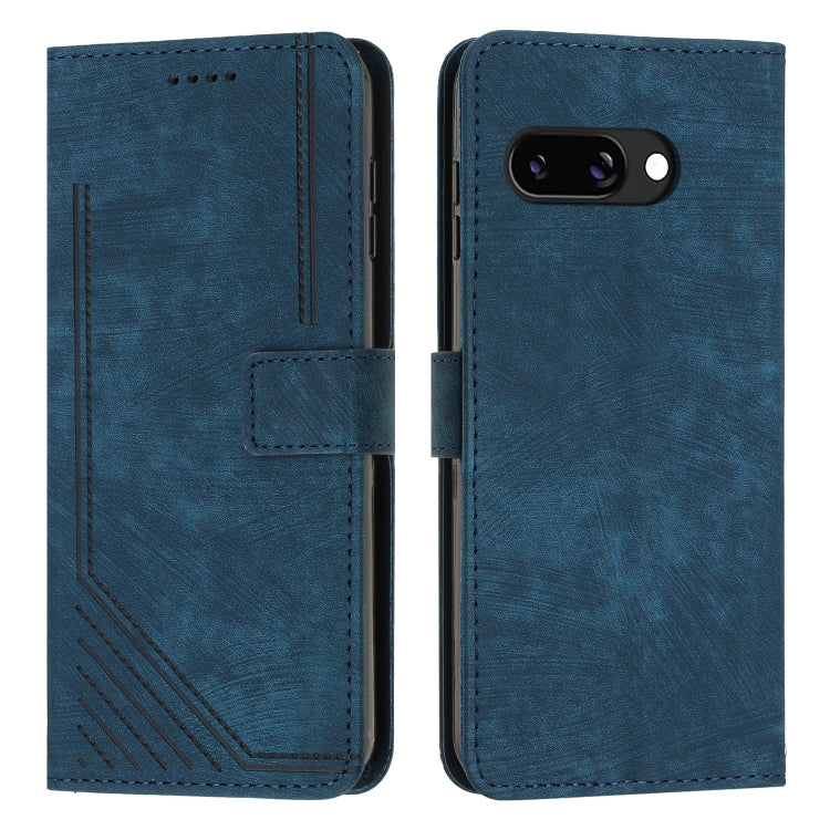 Blue leather wallet-style phone case with camera cutout and card slot