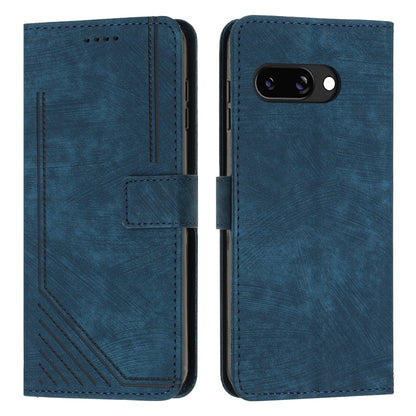 Blue leather wallet-style phone case with camera cutout and card slot