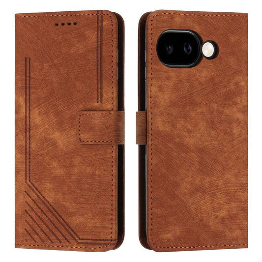 Brown leather phone case with lanyard, flip design and stitched card slots