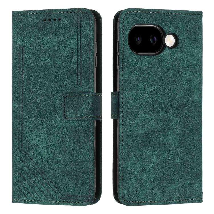 Green leather phone case with lanyard, flip design with card pocket and camera cutout