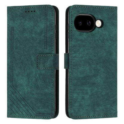 Green leather phone case with lanyard, flip design with card pocket and camera cutout