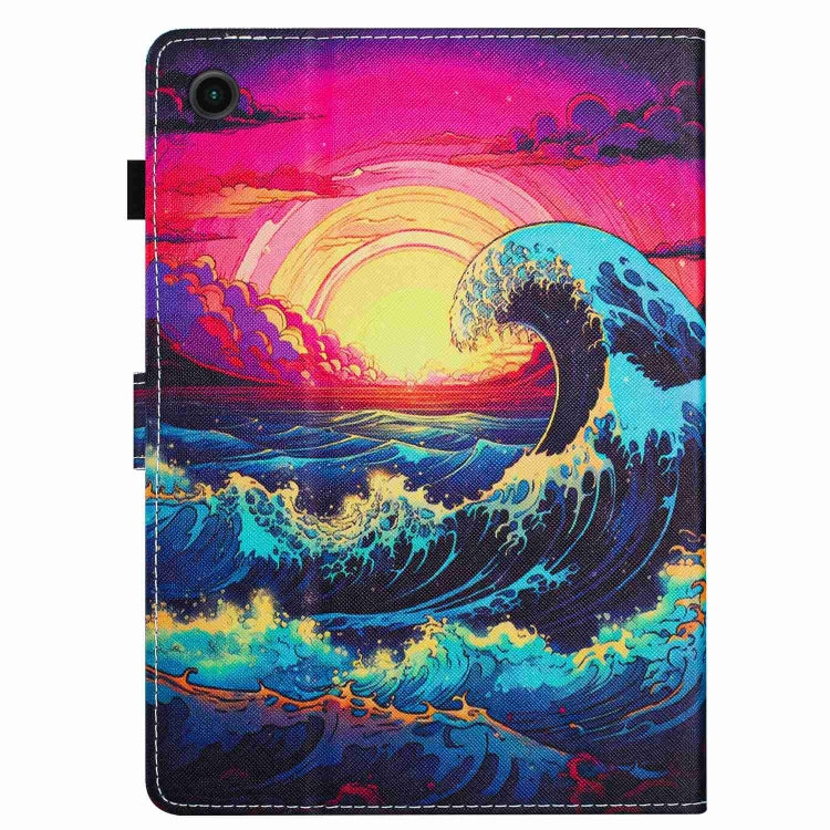 Tablet case with wave pattern and visible camera opening on the back