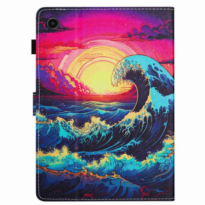 Tablet case with wave pattern and visible camera opening on the back