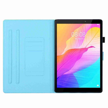 Tablet folio case with light blue interior and open front cover