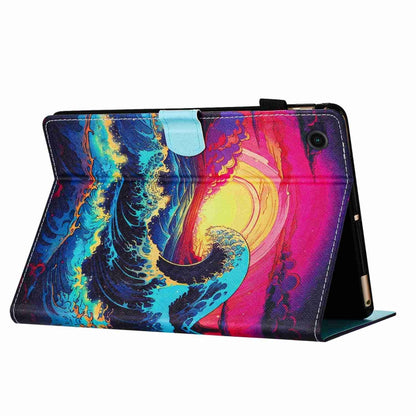 Smart tablet case with colorful wave print and front cover folding stand