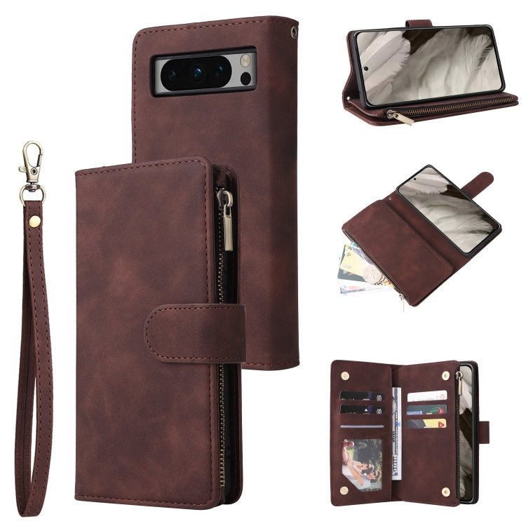 Wine red leather phone wallet case with card slots, wrist strap, flip cover