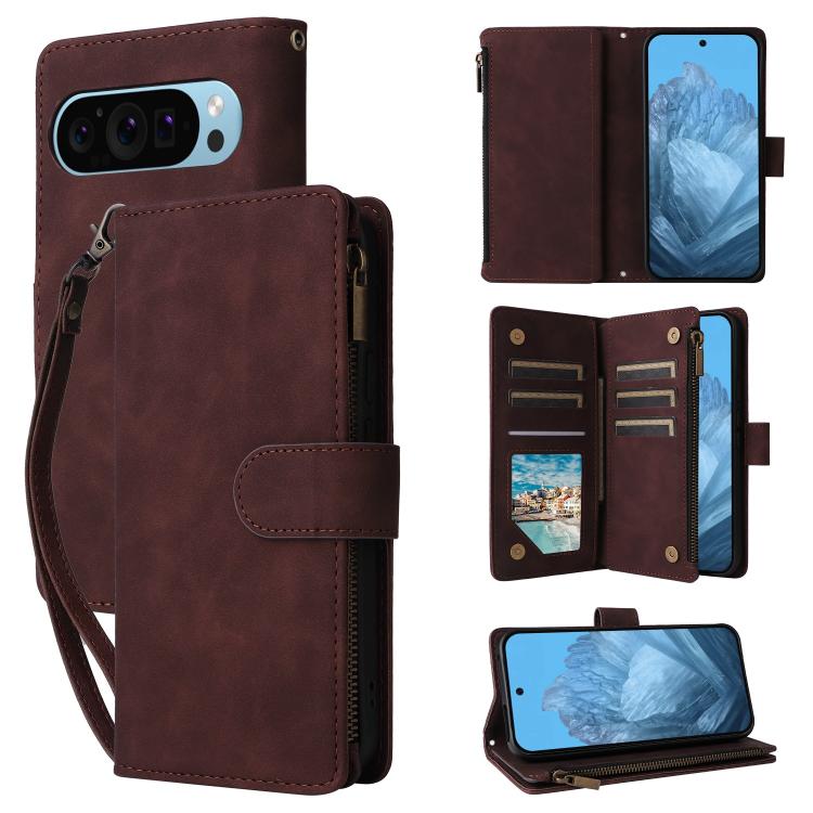 Burgundy leather wallet phone case with card slots and folio cover for phone protection