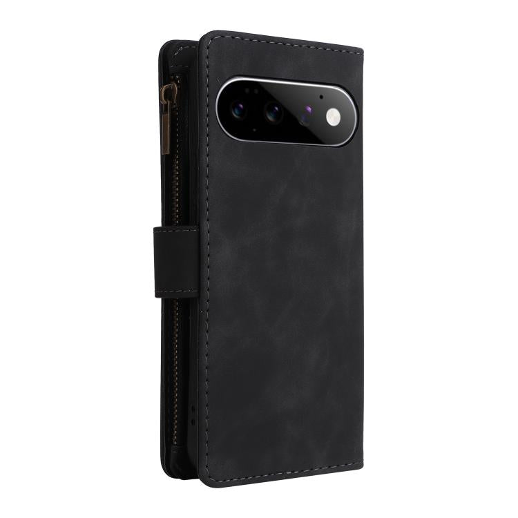 Black leather wallet phone case with card holder and camera cutout
