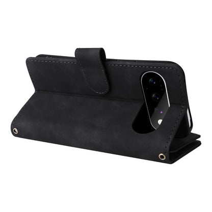 Black leather wallet phone case with kickstand and card slot flap