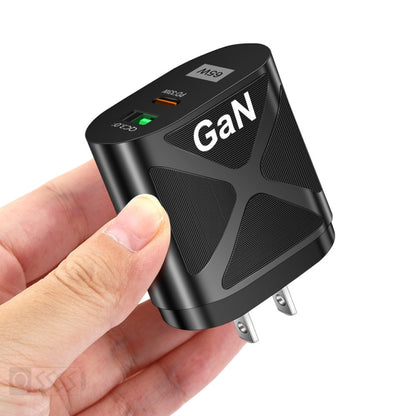 65W Gallium Nitride GaN389 USB + Type-C Fast Charging Charger, EU Plug, US Plug, UK Plug