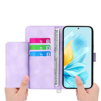 Lavender wallet phone case with card slots and open flip cover