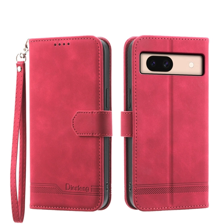 Red PU leather wallet phone case with flip cover, wrist strap, and camera opening.