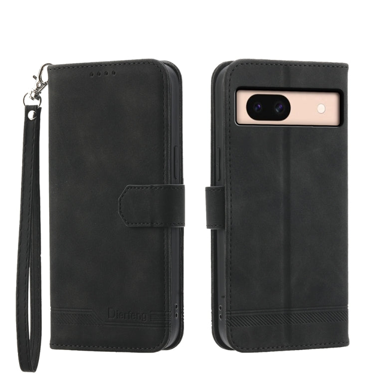Black PU leather folio phone case with flip cover and wrist strap; camera cutout.