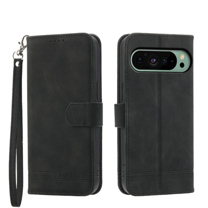 Black PU leather wallet phone case with flip cover and wrist strap; camera cutout.