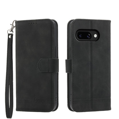 Black folio phone case with wrist strap, magnetic flap, and dual camera cutout