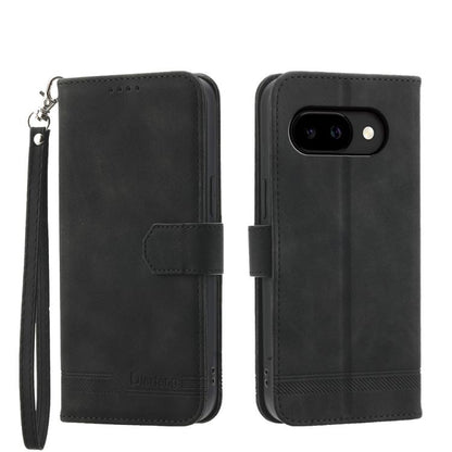 Black folio phone case with wrist strap, magnetic flap, and dual camera cutout