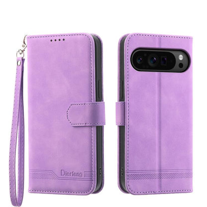 Purple flip phone case with wrist strap, magnetic-style strap, and camera cutout