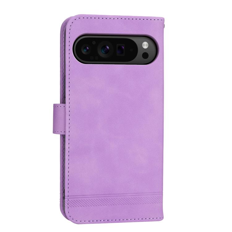 Purple flip phone case with kickstand-style fold and cutouts for camera and ports