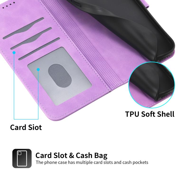 Purple flip phone case with TPU inner shell and card slot for storage