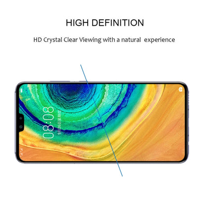Tempered glass screen protector on phone display, clear glass with smooth edge