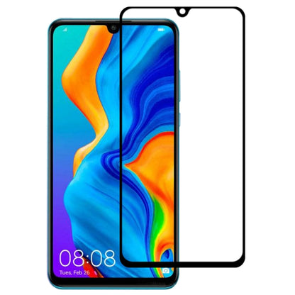 Clear full-screen tempered glass screen protector film with black edge on smartphone