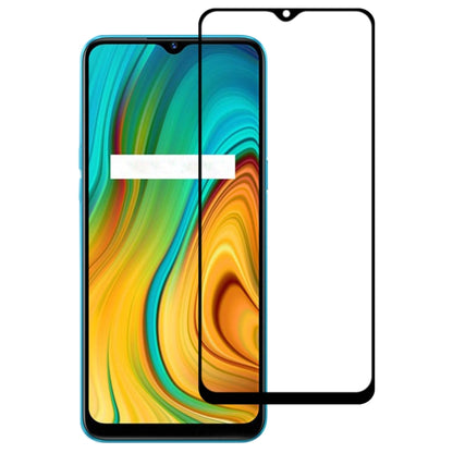 Clear full-screen tempered glass screen protector film with black edge on colorful phone