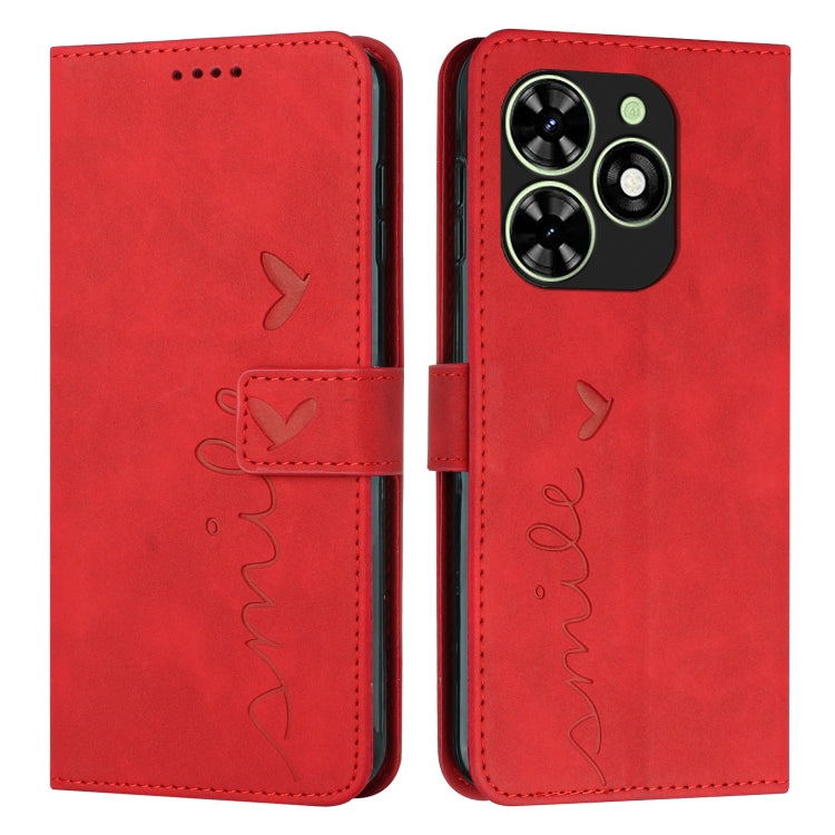 Red leather wallet phone case with heart script emboss and stitched flip cover