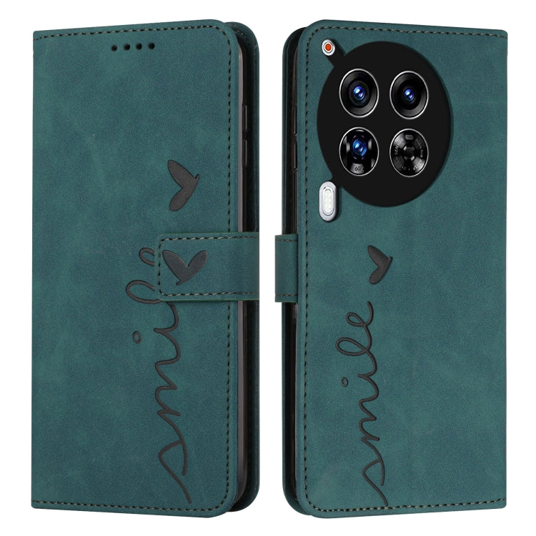 Teal leather phone case with heart emboss, flip cover, and camera cutout