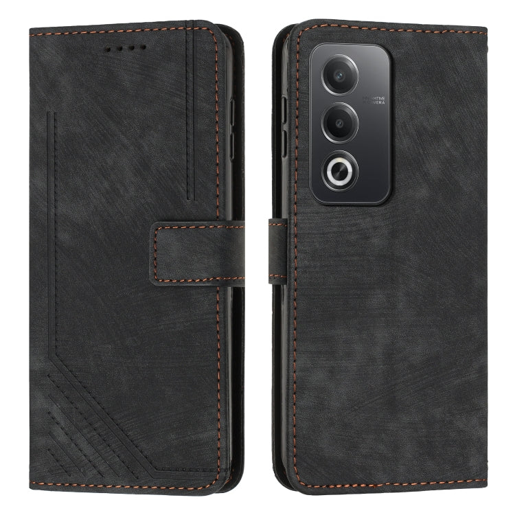 Brown leather wallet-style phone case with flip cover, camera cutout, stitched edges