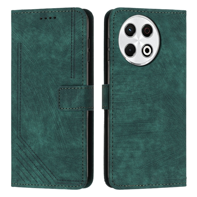 Green leather wallet phone case with flip cover, card pocket, and camera cutout