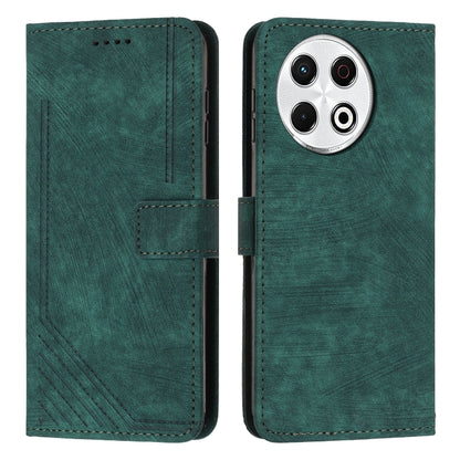 Green leather wallet phone case with flip cover, card pocket, and camera cutout